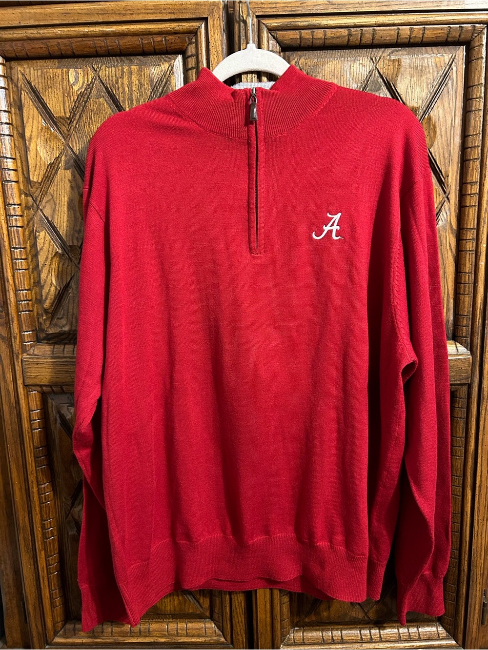 Peter Millar Red Quarter-Zip Sweater with Alabama Logo